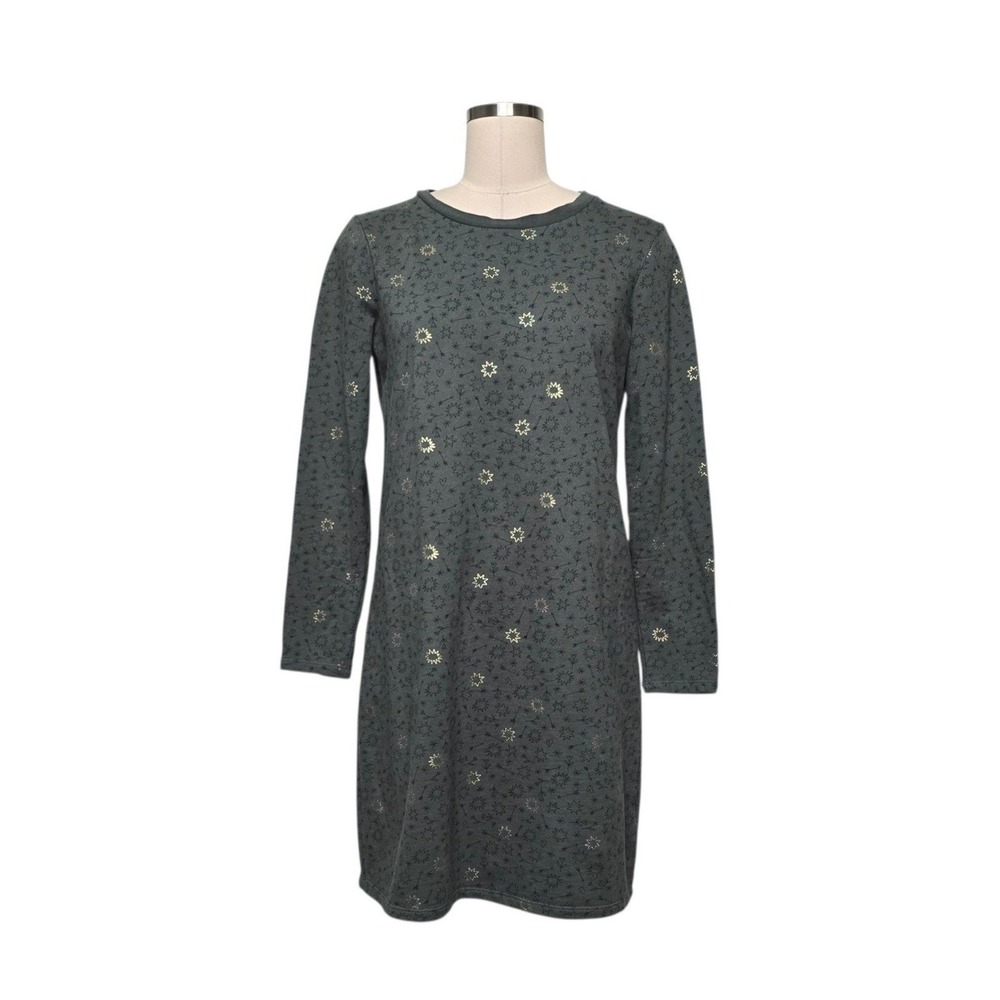 Boden Forest Green Celestial Gold Star Sweatshirt Dress Long Sleeve Size US 4R